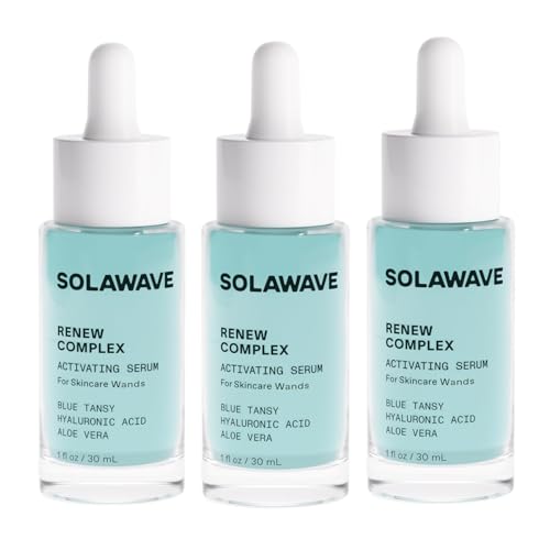Solawave Renew Complex Red Light Therapy Activation Serum for Face & Neck | Pairs with LED Facial Wand Device | Hydrates & Plumps the Skin | Blue Tansy, Aloe Vera, Hyaluronic Acid (3 Pack - 1 Oz)