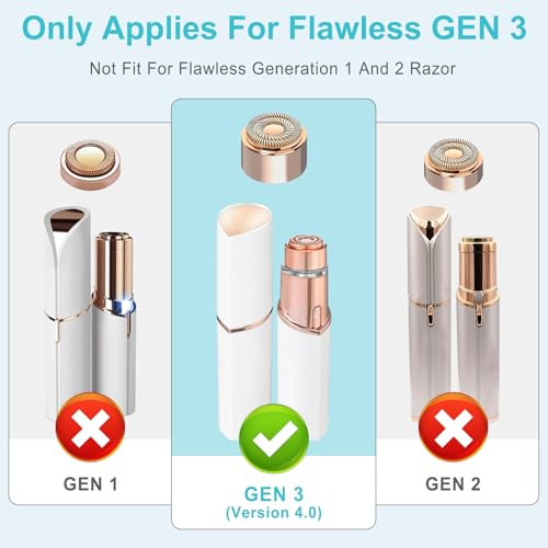 Replacement Heads Generation 3 New for Finishing Touch Flawless Facial Hair Remover, Ring Light Design, 18k Rose Gold, Pack of 6