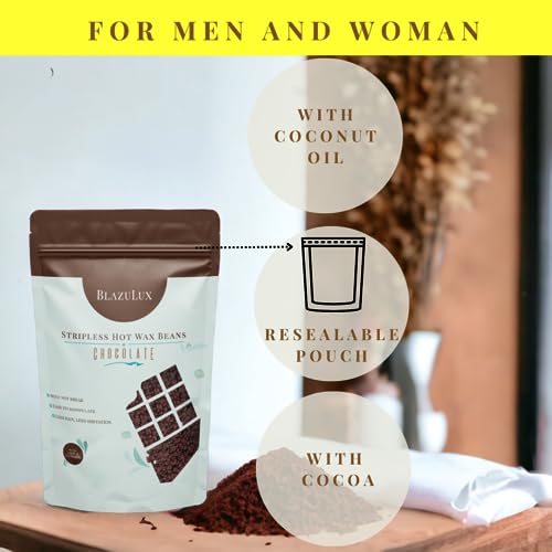 Wax - Chocolate 1000g Hard Wax Beans for Hair Removal, Stripless, for Brazilian Bikini, Face, Eyebrows, Underarms, Arms, Chest, Back, Legs