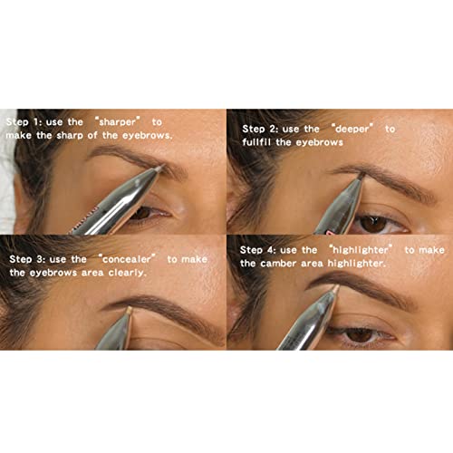 4 In1 Eyebrow Highlight Pen, Eyebrow Pencil, Lasting Eye Makeup Beauty Tool, Brow Defining Pencil (1# Blonde)