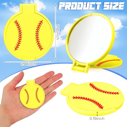 24 Pcs Softball Compact Mirror for Softball Gifts Sport Party Supplies 2.75 Inches Folding Pocket Purse Mirror for Women Makeup Team Accessories Supplies