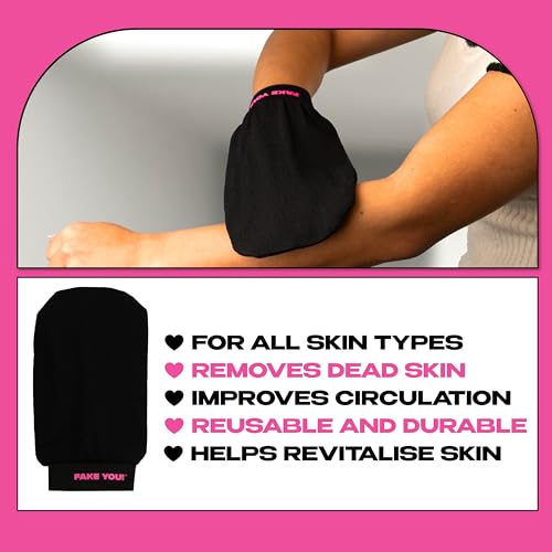 Fake You! Exfoliating Mitt for Body ? Premium Body Exfoliator Mitt for Smooth, Radiant Skin ? Reusable Exfoliator Glove for Dead Skin Removal ? Elastic Cuff for Secure Fit