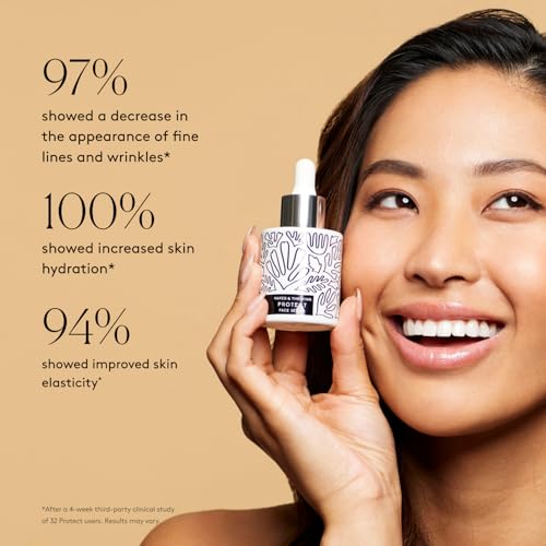 Naked & Thriving Protect Antioxidant Face Serum | Peptides, Green Tea, Hyaluronic Acid | Vegan & Naturally-Derived | Support Hydration & Fortify Against Visible Signs of Aging (1.0 fl oz/30 mL)