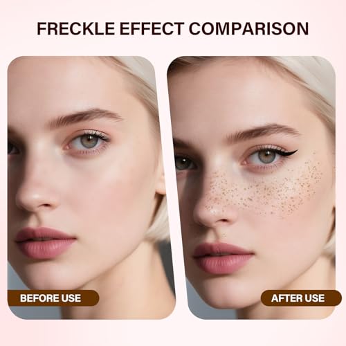 VOLLUCK 2 In 1 Dual Ended Freckle Stamp Pen & Eye Liners, Natural Faux Freckles Kit Liquid Eyeliner for Women, Long Lasting Face Freckles Pen Waterproof Makeup (Espresso)