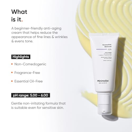 Minimalist Granactive Retinoid 2% Anti Aging Night Cream | Reduces Wrinkles & Fine Lines | Improves Skin Elasticity, Stimulates Collagen Production for Radiant & Glowing Skin | 1 Fl Oz / 30 ml