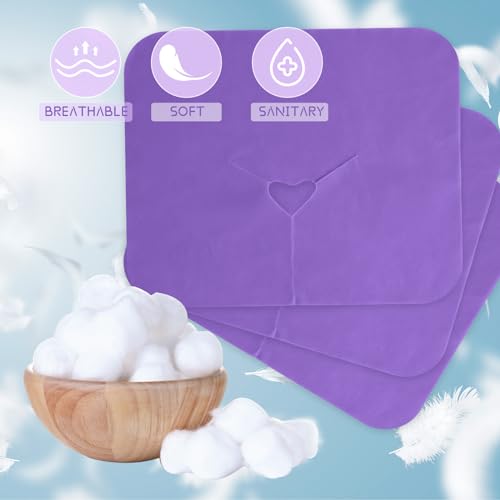 200 Pieces Disposable Face Cradle Covers Massage Headrest Covers for Massage Tables and Massage Chairs Beauty Spa Salon Bed, 11.8 x 15.7 Inches (Purple)