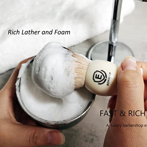 Premium Mens Shaving Brushes by Echolly-NO Shedding Bristle Shaving Brush for Men-Smooth Acrylic Handle Legacy Shave Brush-Rich and Fast Lather Shaving Cream Brush Dad Gifts for Fathers Day