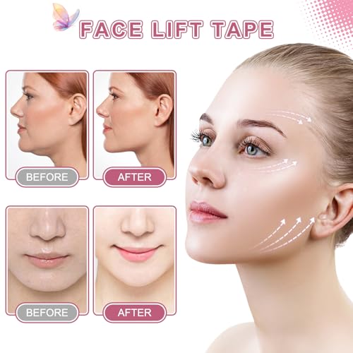 180PCS Face Lift tape Invisible, Face Lift Tape with 8 bands, Neck Tape Lifting Invisible£¬V-Shaped Instant Face Tapes for Lifting Sagging Skin Eyes Double Chin Wrinkles Waterproof