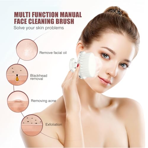 Exceart Manual Facial Cleansing Brush Pore Cleaning Brush Soft Face Exfoliator Scrubber for Deep Skin Clean White 1 97 Inch