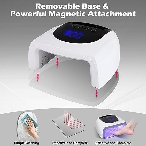 96W UV LED Cordless Nail Lamp,Nail Dryer with 42 Beads,UV Light for Gel Nails Manicure for Fingernails & Toenails,Professional LED Nail Lamp for Salons with 4 Timer Settings and Smart Sensor