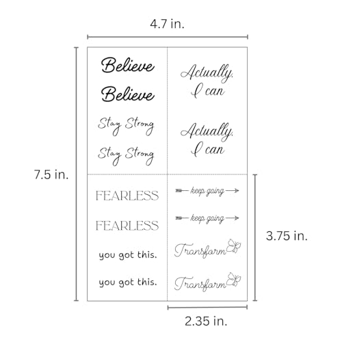 One Grace Believe Collection - Inspirational and Motivational Words Small Temporary Tattoos - Realistic Long Lasting Waterproof Black Mini Tattoos for Women and Men