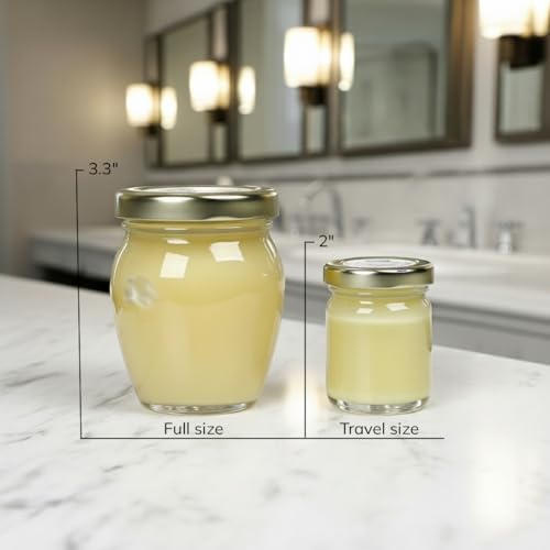 Travel Size Toiletries, Unscented, Natural Lotion, Body Moisturizer, Face Cream, No Petroleum Organic Castor & Jojoba Oil Aftershave Balm Beard Oil Diaper Rash Cream Tattoo Aftercare | Glass 1 oz