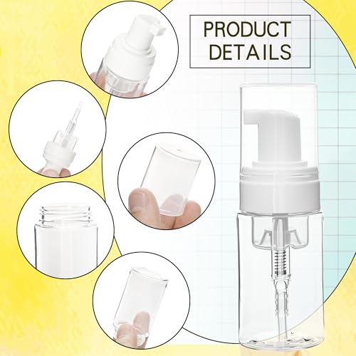 60 Pcs Mini Foam Pump Bottle Bulk 1 oz/ 30 ml Empty Travel Size Plastic Soap Foaming Bottles Small Clear Foaming Soap Dispenser Refillable Mousse Bottles for Lash Shampoo Portable Hand Sanitizer