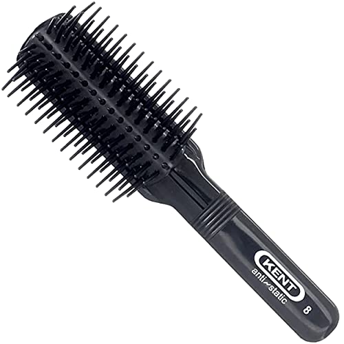 Kent AS8 Anti Static Hair Brush Travel Brush Small Hair Brush for Smoothing, Straightening, and Curling Short or Medium Hair. 7-Row Mini Hairbrush Anti Static for Hair Frizz Free Brush Made in England