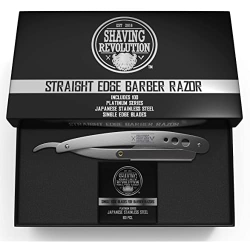 Straight Edge Barber Razor for Close Shaving - Professional Straight Blade Razor for Men with 100 Single Edge Blades- Mens Straight Razor Kit (Pack of 2)