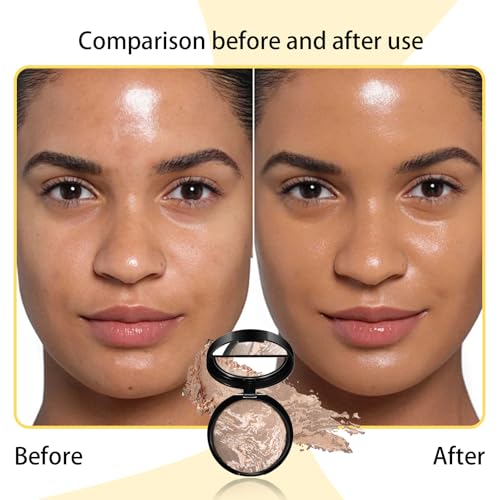 Baked Luminous Setting Powder, Oil Control Correcting Foundation, Waterproof and Long-Lasting Coverage, Natural Smooth Lightweight for All Skin Tones, #5 TAN
