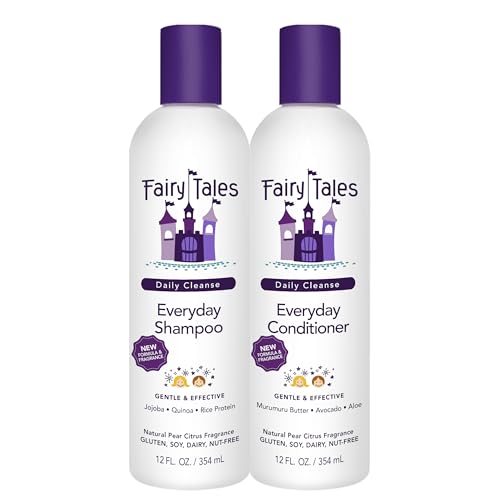 Fairy Tales Daily Cleanse Kids Shampoo and Conditioner | Sulfate Free and Dye Free for Girls and Boys | Natural Ingredients for Kids Skin, Tangle-Free Hair | Moisturizing Clean Shampoo Set