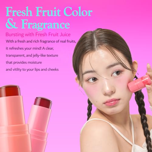 Elensilia Plush Water Jelly Lip & Cheek Tint ? Juicy Grapefruit, 10g (0.35oz) | Lightweight & Buildable Tint for a Natural, Fresh Glow