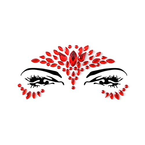 Face Gems Adhesive Glitter face Jewel Tattoo Sticker Festival Rave Party Body Make Up (Red)