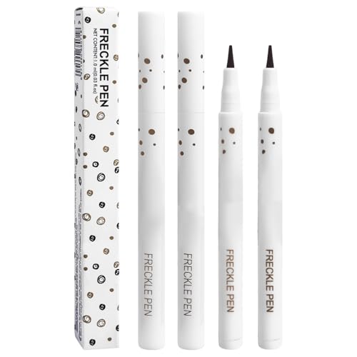 Freckle Pen Lifelike Natural Freckle Makeup 2PCS Long Lasting Waterproof & Smudge Proof Freckle Faux Looking Freckle Pencils - Chestnut + Dark Brown