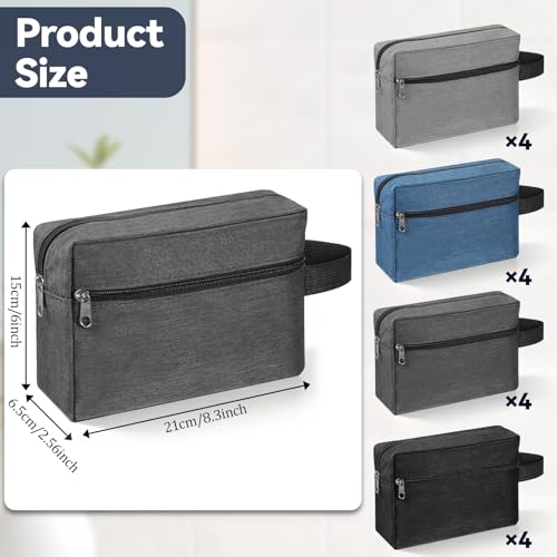 16 Pcs Travel Toiletry Bag for Men, Large Water Resistant Shaving Bag Hanging Cosmetic Bag with Handle and Divider Storage Makeup Pouch Organizer for Groomsmen Gifts Toiletries Accessories