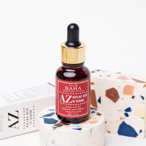 Cos De BAHA Premium Azelaic Acid 10% Serum 1 Fl Oz ? Niacinamide & Panthenol Face Serum for Blemish-Prone, Redness-Prone & Oily Skin ? Lightweight Aloe-Based Korean Skincare (30 ml)