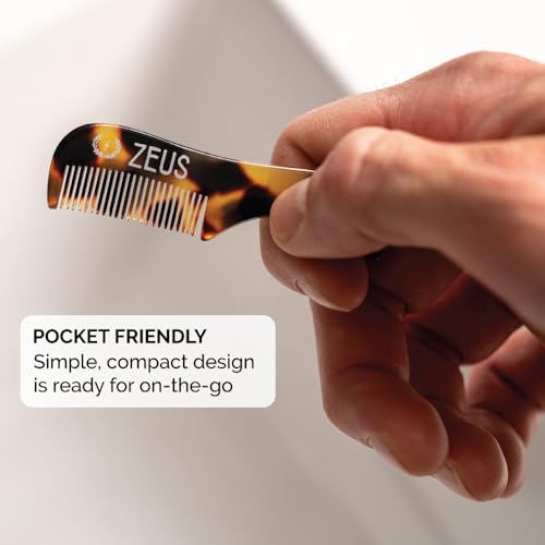 ZEUS Handmade Saw-Cut Mustache Comb for Men, Fine Tooth, Durable, Hand Polished Pocket Beard Comb, Grooming Essential (Traditional) B11