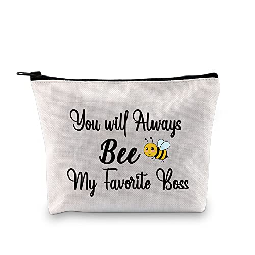 BLUPARK BOSS Coworker Leaving Gifts You'll Always Bee My Favorite Boss Makeup Bags Women Colleague Going Away Gifts (BEE BOSS)
