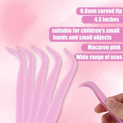 Exircy 12 Pcs Plastic Tweezers 4.5 Inch Bent Tweezers Curved Pointed