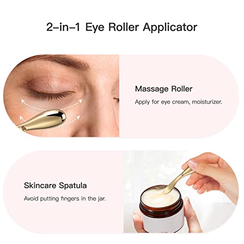 Tekson Faical Roller Massager and 3PCS Eye Roller Cream, 3D Metal Face Massage Tool for Reduce Puffines