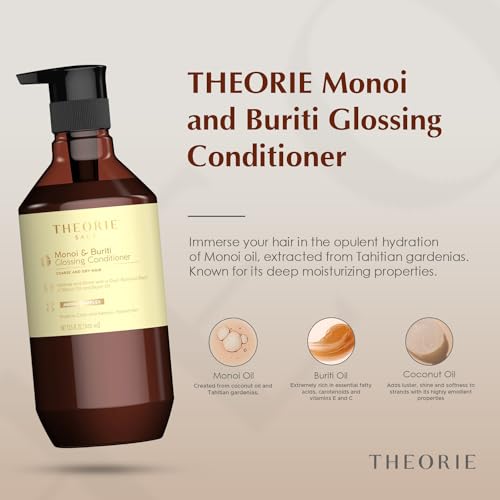 Theorie Monoi and Buriti Glossing Conditioner - Hydrate & Shine - Suited for Coarse and Dry Hair - Protects Color & Keratin Treated Hair, Pump Bottle 800mL