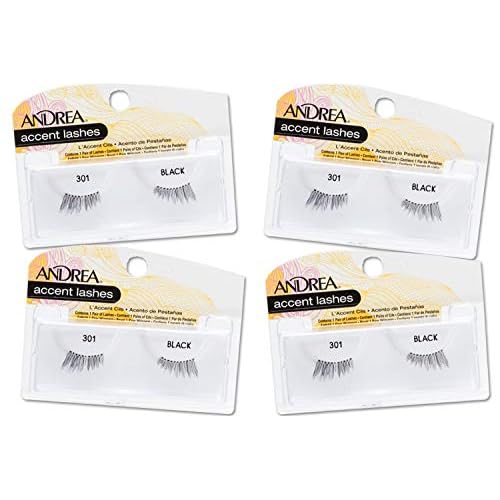 Andrea Accent Half Lashes 301 - Lightweight, Natural-Looking Cat Eye Lashes for Enhanced Eye Definition, Easy Application False Eyelashes, 4-Pack