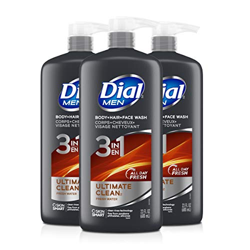 Dial Men 3in1 Body, Hair and Face Wash, Ultimate Clean, 69 fl oz (3-23 fl oz Bottles) & Men 3in1 Body, Hair and Face Wash, Recharge, 69 fl oz (3-23 fl oz Bottles)
