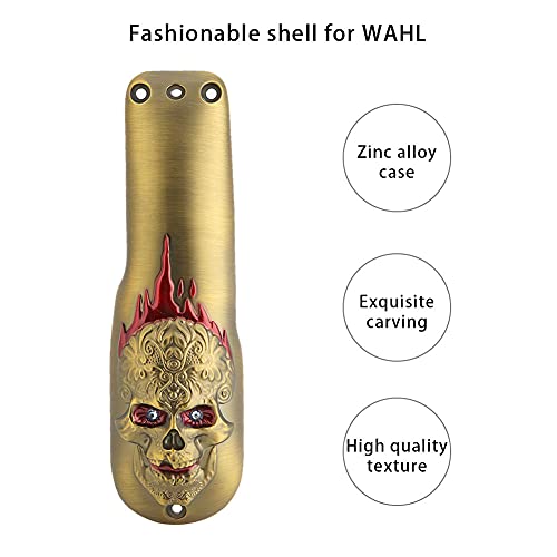 FILFEEL Professional Hair Clipper Front Cover, Electric Hair Cutter Trimmer Sheel Protective Casing for (Skull Gold)
