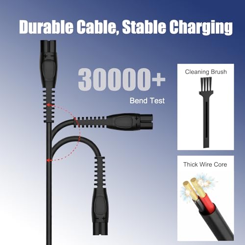 5V USB Charger Cable Compatible with for Philips Norelco One Blade 360 Newer Model QP2834 QP2724 MG9525 QP1324 QP1424 QP1924 QP4530 MG9510 One Blade Series Electric Shaver Razor (2-Pack + Brush)