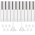 GTHER 10PCS 10ML Empty Lip Gloss Containers Tube with Wand, Refillable Lip Balm Bottles, Lipstick Sample Container and Funnel and Rubber Stoppers for Girls DIY Lip Samples, Silver Top