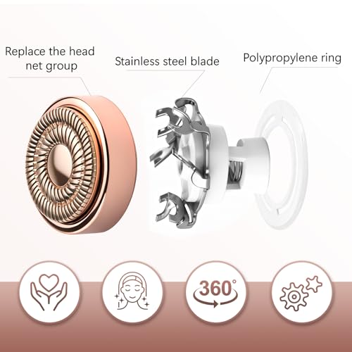 Gen 2 Replacement Heads Compatible with Flawless Facial Hair Remover, Replacement Blades£¬Rose Gold (4 Pcs)