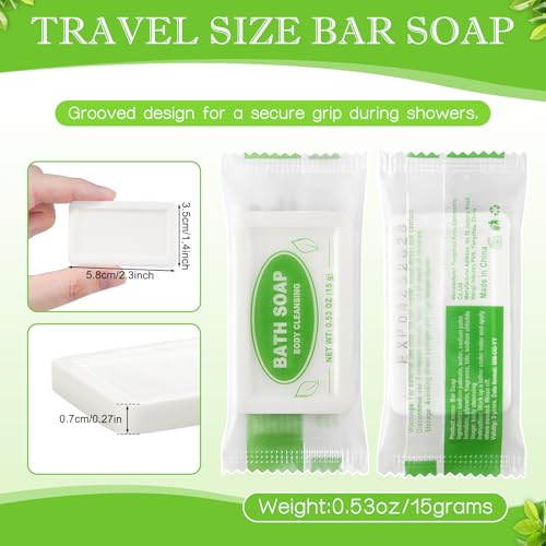 Mini Travel Size Bar Soap Bulk - Pack of 200,Individually Wrapped 0.53 oz/15 grams Small Disposable Hotel Soap Bars for Vacation,Camping,Guest,Homeless,Charity,Church