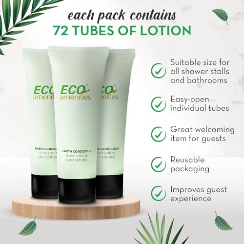 ECO AMENITIES Transparent Tube Flip Cap Individually Wrapped 30ml Body Lotion, 72 Tubes per Case by ECO Amenities