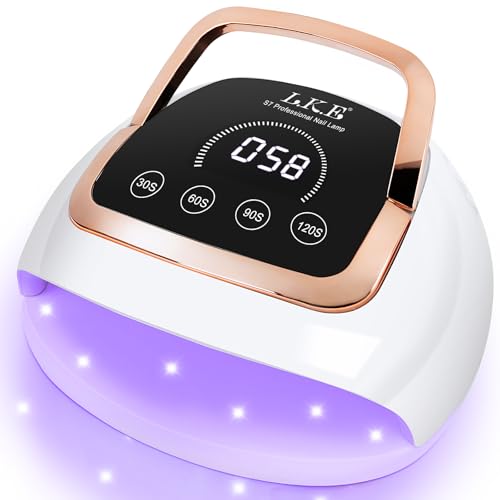 Wisdompark 268W UV LED Nail Lamp, Nail Dryer for Gel Polish, 4 Timers Curing Lamp Professional Nail Light, 66Pcs Uv Beads and Automatic Sensor (Gold) (Black)
