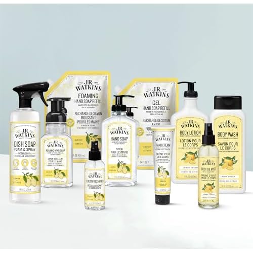 J.R. Watkins Foaming Hand Soap Refill, Moisturizing Foam Hand Wash, Formulated with Plant-Based Cleansers, Alcohol-Free, Cruelty-Free, Lemon, 28 fl oz, 2 Pack