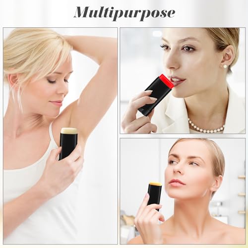 25pcs 15ml/0.5oz Empty Black Plastic Oval Deodorant Containers,Top-Fill Lip Balm Tubes,Refillable Twist-Up Lipstick Tubes for DIY Homemade Chapstick,lip Balm