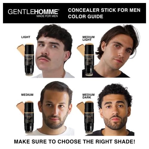 Gentlehomme Men's Concealer Stick with Brush for Dark Circles Eraser, Medium Light