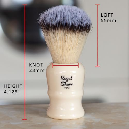 Vegan Shaving Brush by Royal Shave, Foluxe Synthetic Bristles, Badger-Free, Wet Shave Tool for Men & Women, Smooth & Comfortable (CREAM)