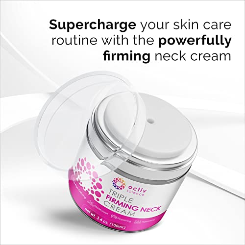 ACTIVSCIENCE Neck Firming Cream - Natural Anti-Aging Facial Moisturizer with Retinol Collagen & Hyaluronic Acid - Day & Night Anti-Wrinkle Cream - Firming, Hydrating Face Cream - 3.4Oz