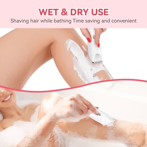 Heyfeel Women's Electric Hair Trimmer, IPX7 Waterproof Bikini Trimmer with LED Light, USB Rechargeable Razor for Pubic & Body Hair, Wet/Dry Use, Gift for Women, Wife, Girls