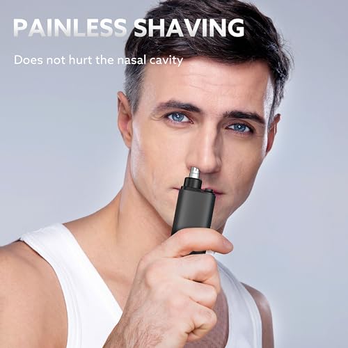 Yonune SYFUO Nose Hair Trimmer for Men,Portable Painless Ear and Nose Hair Trimmer USB Rechargeable,Nose Trimmer Women with 9000 RPM,360¡Æ Rotating Waterproof Dual Edge Blades(Black)