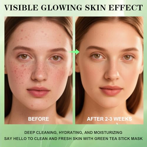 Green Tea Deep Cleanse Mask, Blackhead Remover with Green Tea Extract, Deep Cleanse Mask Stick for Face Deep Pore Cleansing, Oil Control, Moisturizing, and Shrink Blackheads for Men and Women, 2PCS