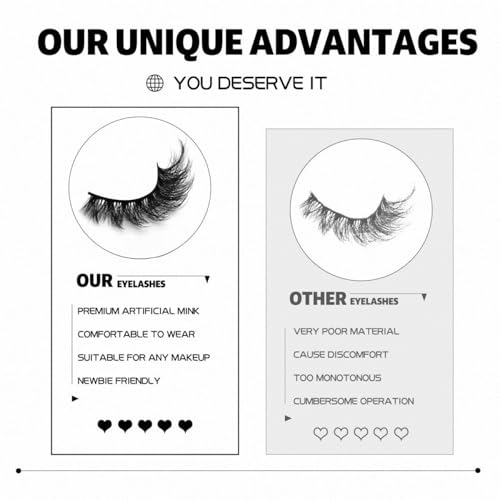 10 Pairs Black False Eyelashes, Reusable Natural to Voluminous Look for Daily & Party Makeup, Includes Pink Eyelash Curler