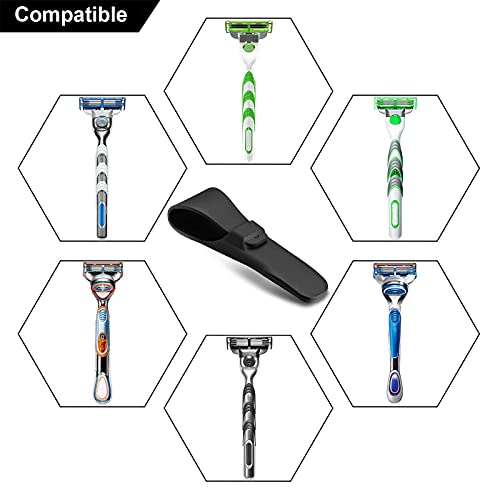LinMei 2 Pack Silicone Razor Travel Case, Blue+Black, Compatible with Gillette, Parker, Merkur Razor